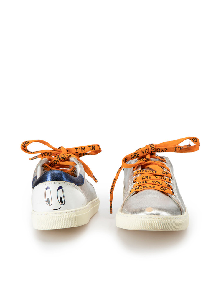 Mira Mikati Silver Leather Statement Laces Trainers