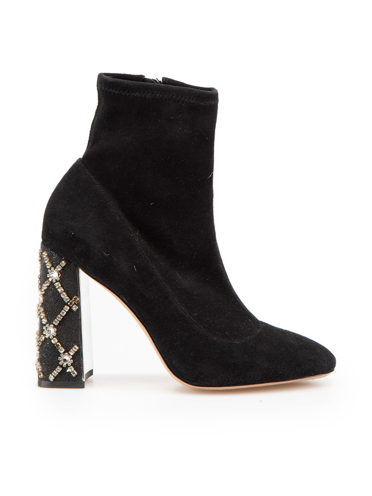 Sophia Webster Black Suede Crystal Heel Boots