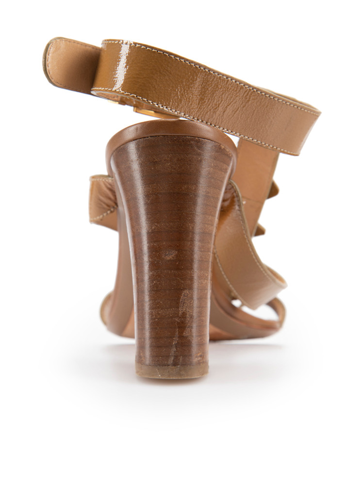 Salvatore Ferragamo Brown Patent Diamond Heeled Sandals