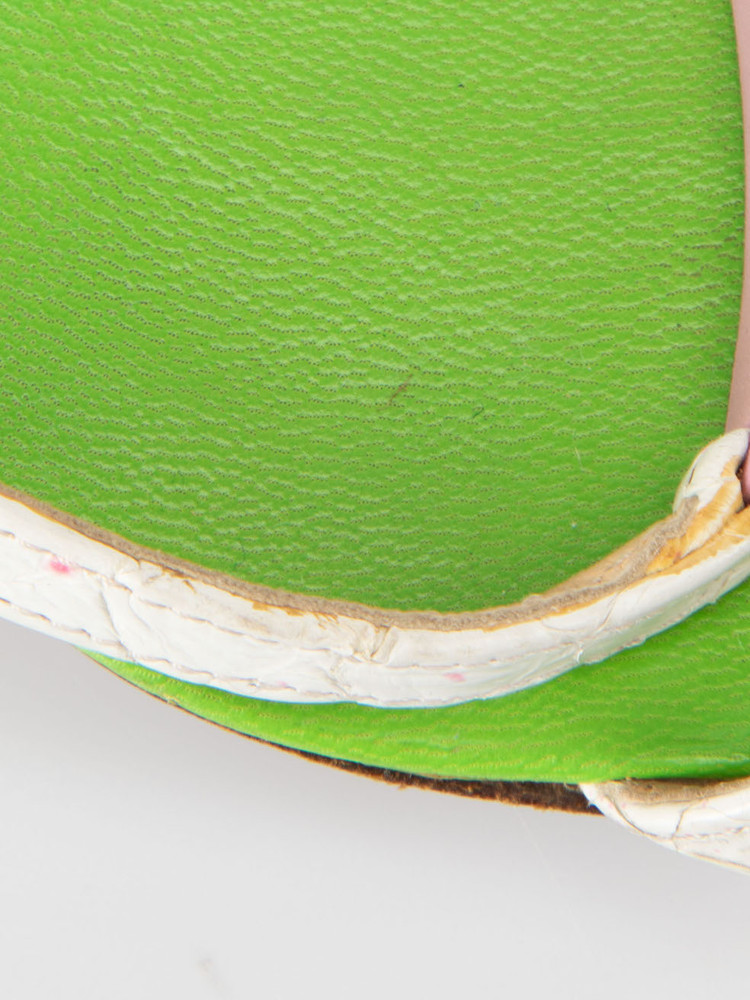 Fendi Green Leather Snakeskin Heeled Sandals