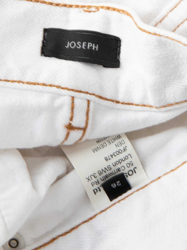Joseph White Contrast Stitch Straight Jeans