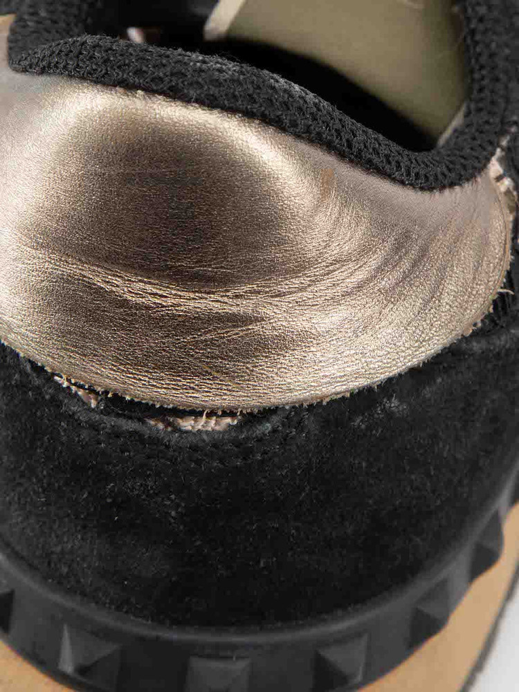 Valentino Garavani Black Lace Leather Panel Trainers