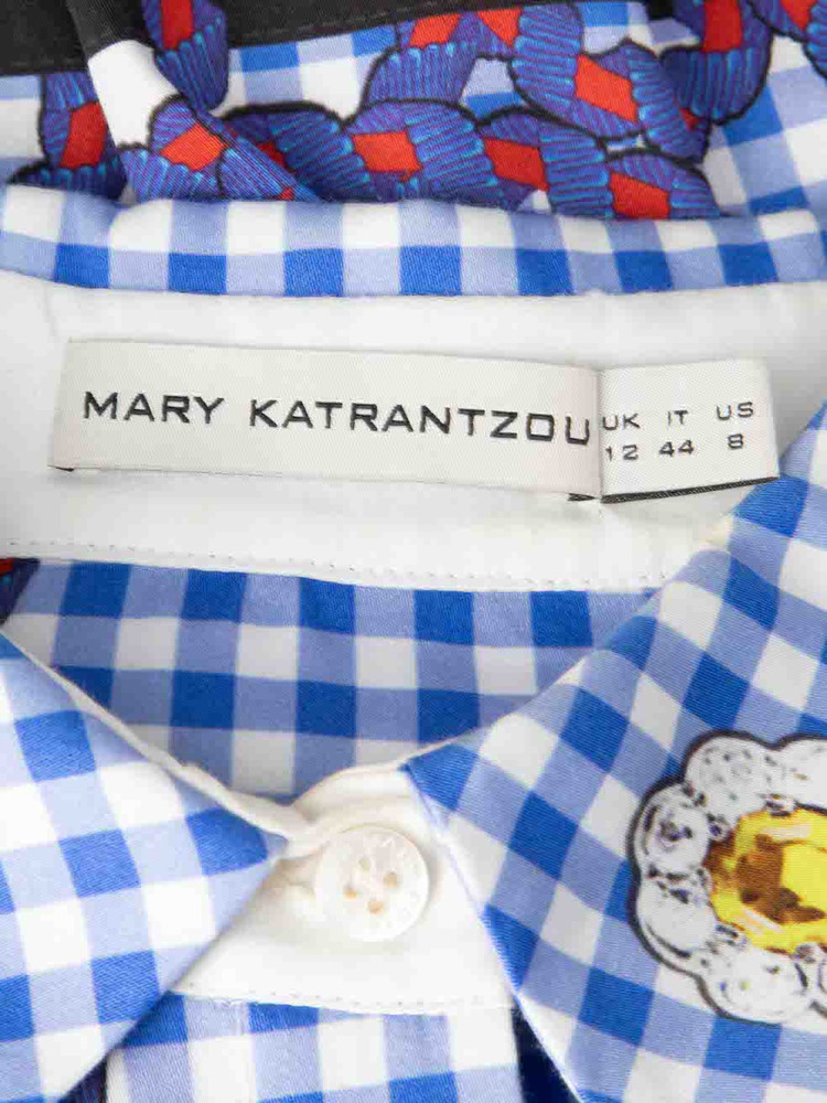 Mary Katrantzou Blue Gingham Sleeveless Shirt