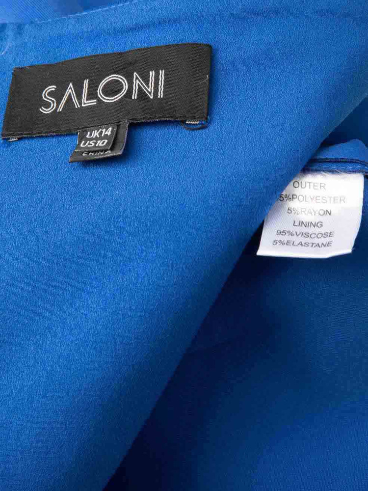 Saloni Blue V-Neck Midi Dress