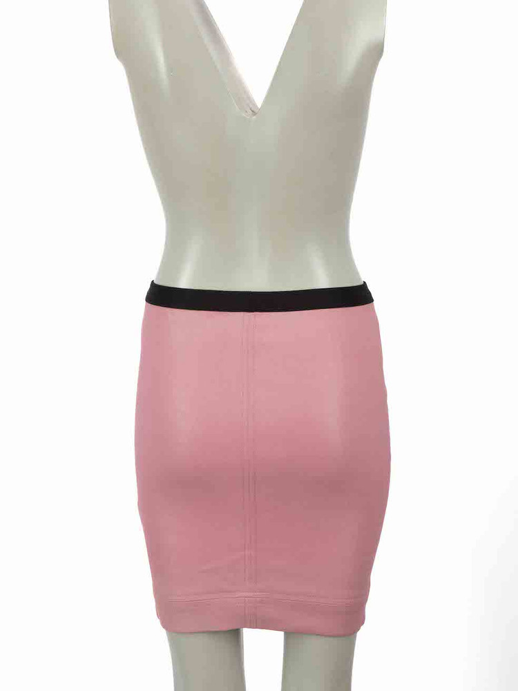 Helmut Lang Pink Leather Elasticated Mini Skirt