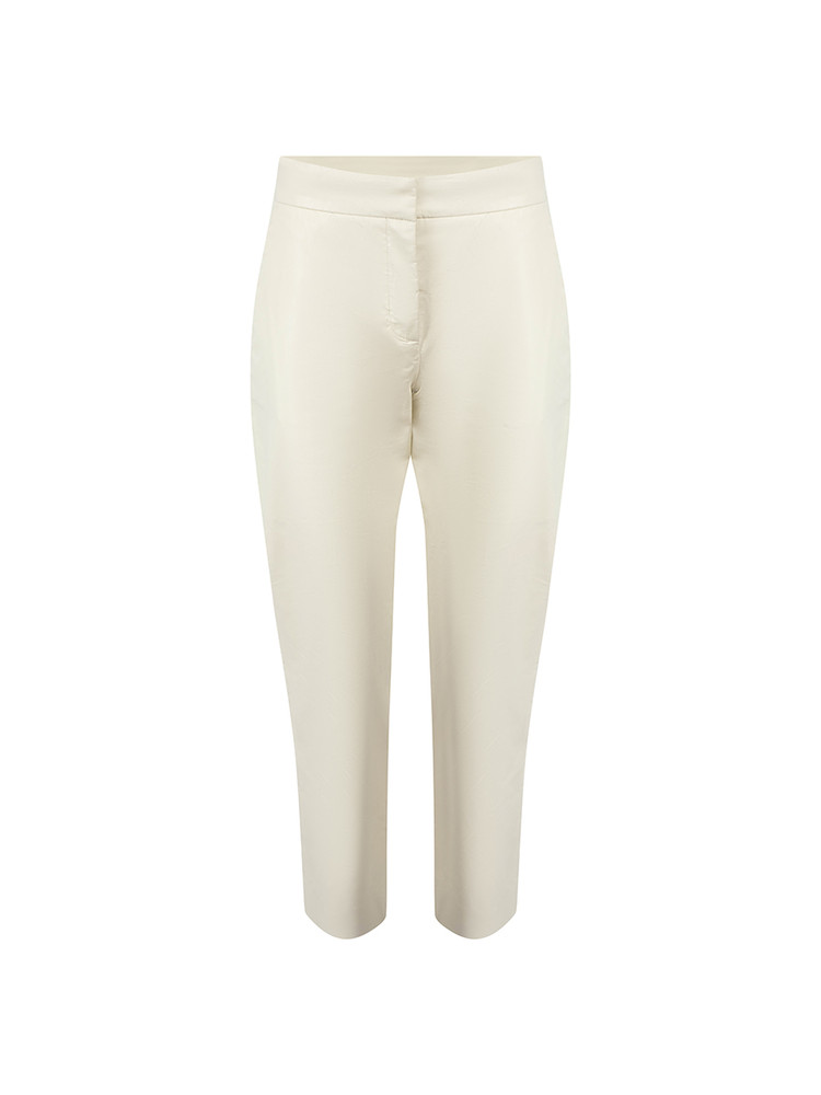 MSGM White PU Crop Slim Trousers