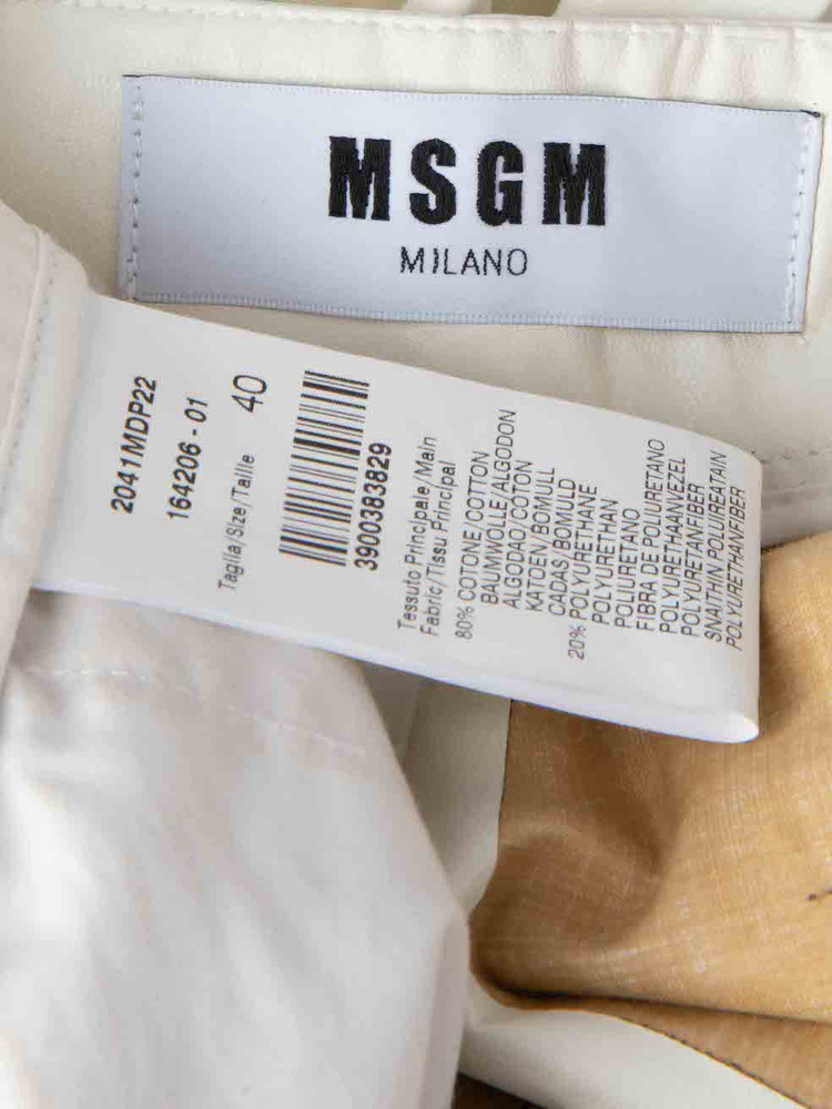 MSGM White PU Crop Slim Trousers