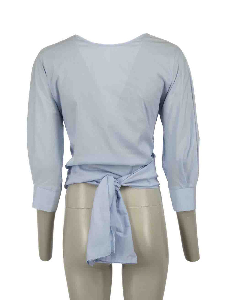 PAROSH Blue Back Tie Top