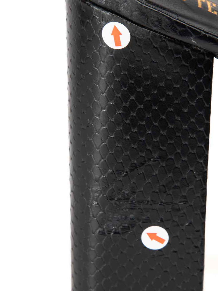 Paris Texas Black Leather Snake Embossed Sandals