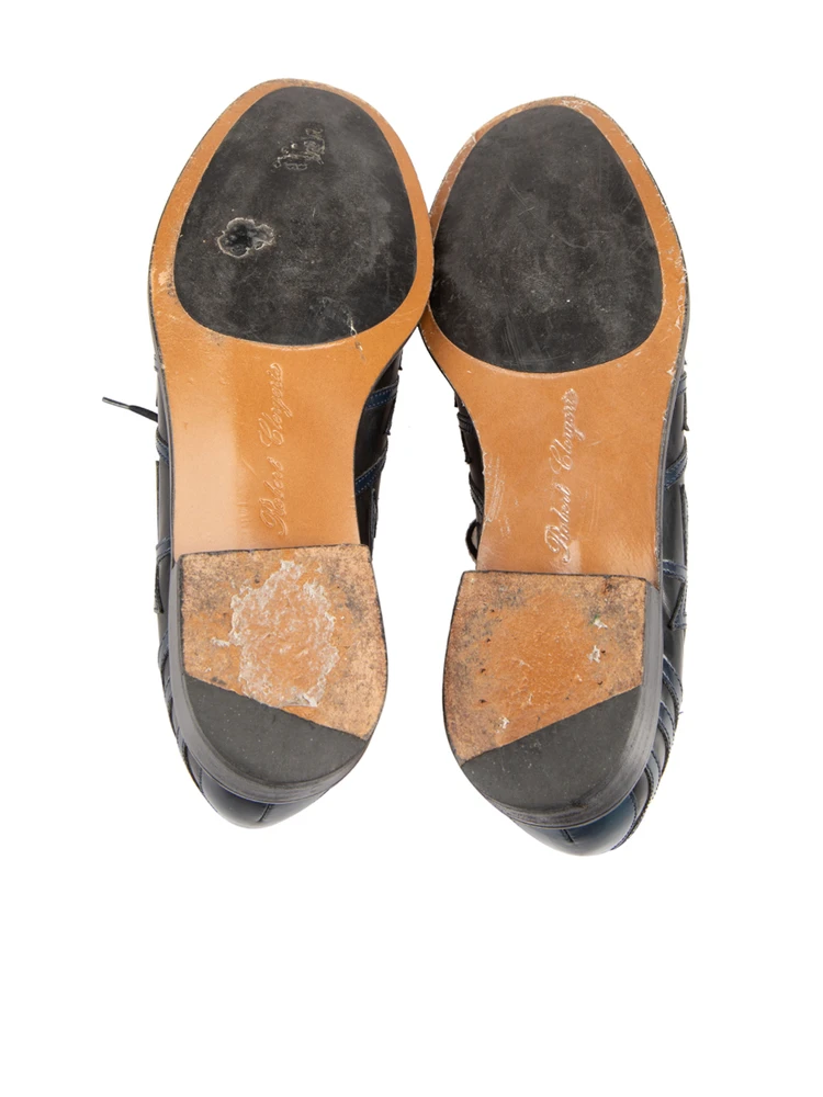 Clergerie Black Leather Patterned Oxfords