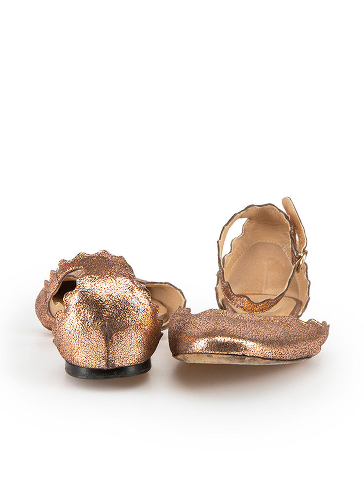 Chloé Metallic Pink Lauren Ankle Strap Flats