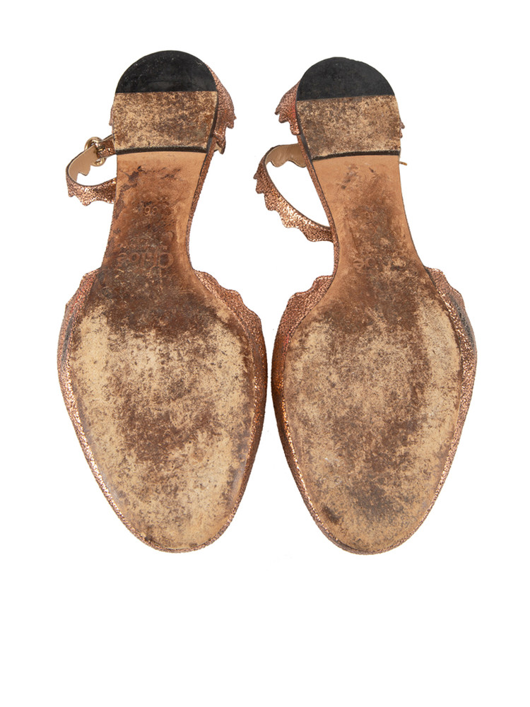 Chloé Metallic Pink Lauren Ankle Strap Flats