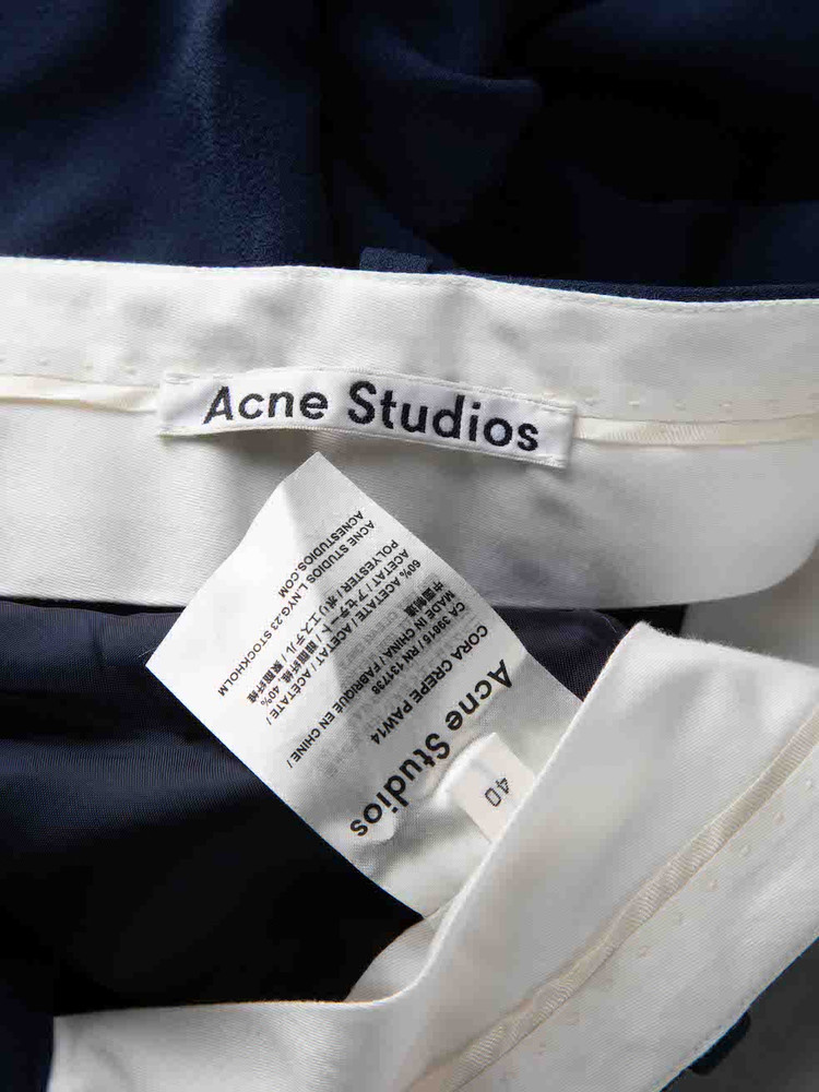 Acne Studios Navy Cora Crepe Slim Leg Trousers