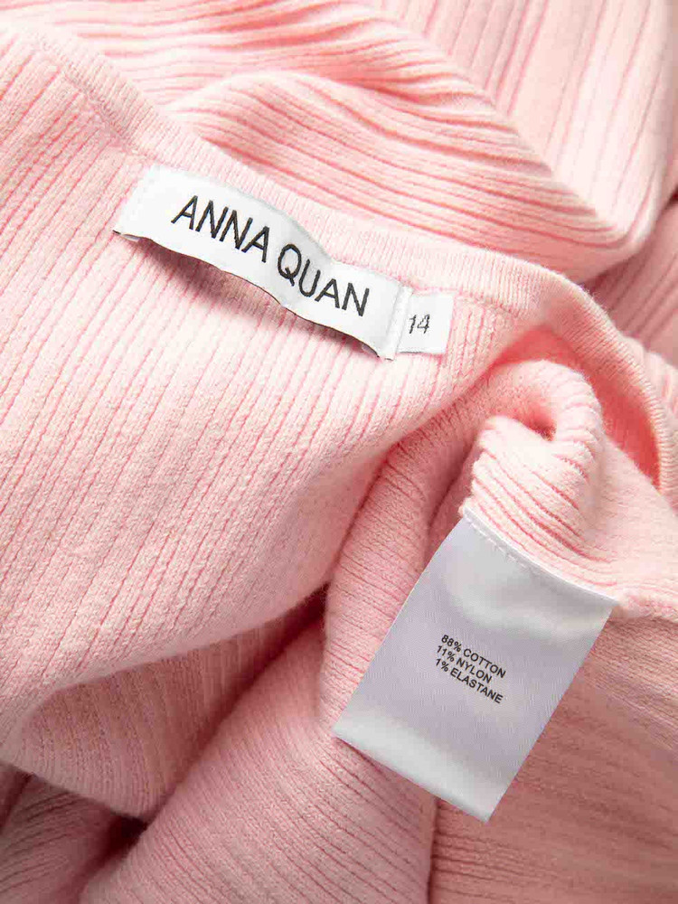 ANNA QUAN  Pink Rib Knit Midi Dress