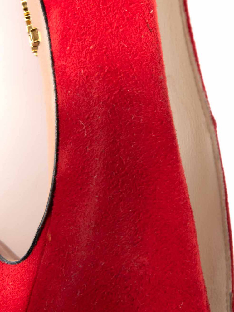 Prada Red Suede Platform Pumps