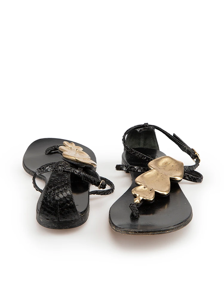 Giuseppe Zanotti Black Snakeskin Pendant Sandals