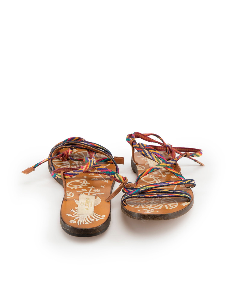 Valentino Garavani Stripe Woven Strap Flat Sandals