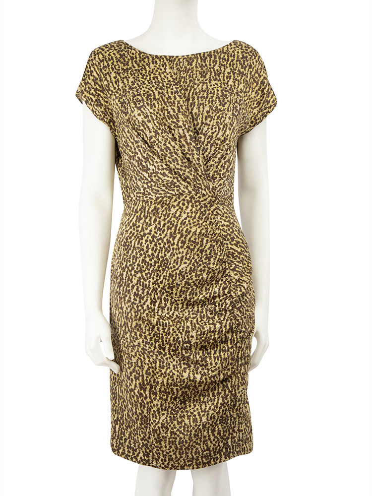 Carolina Herrera Leopard Wool Knee Length Dress