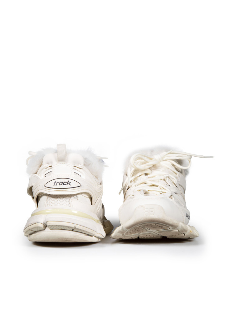 Balenciaga White Faux Fur Lined Track Trainers