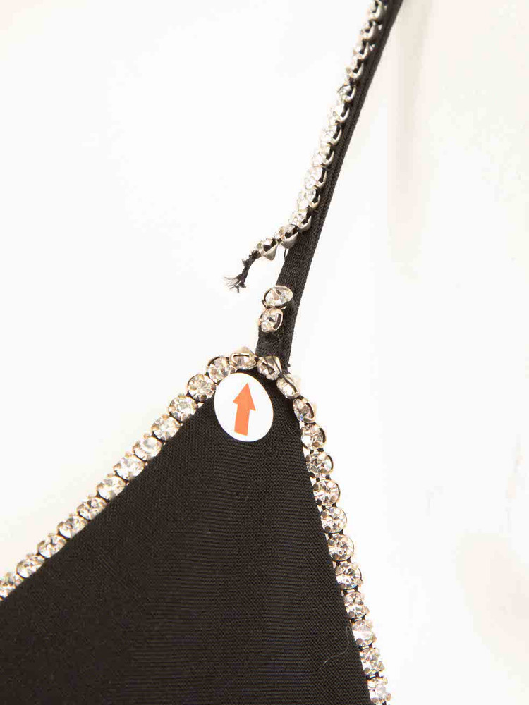 Françoise Black Crystal Embellished Wool Slip Dress