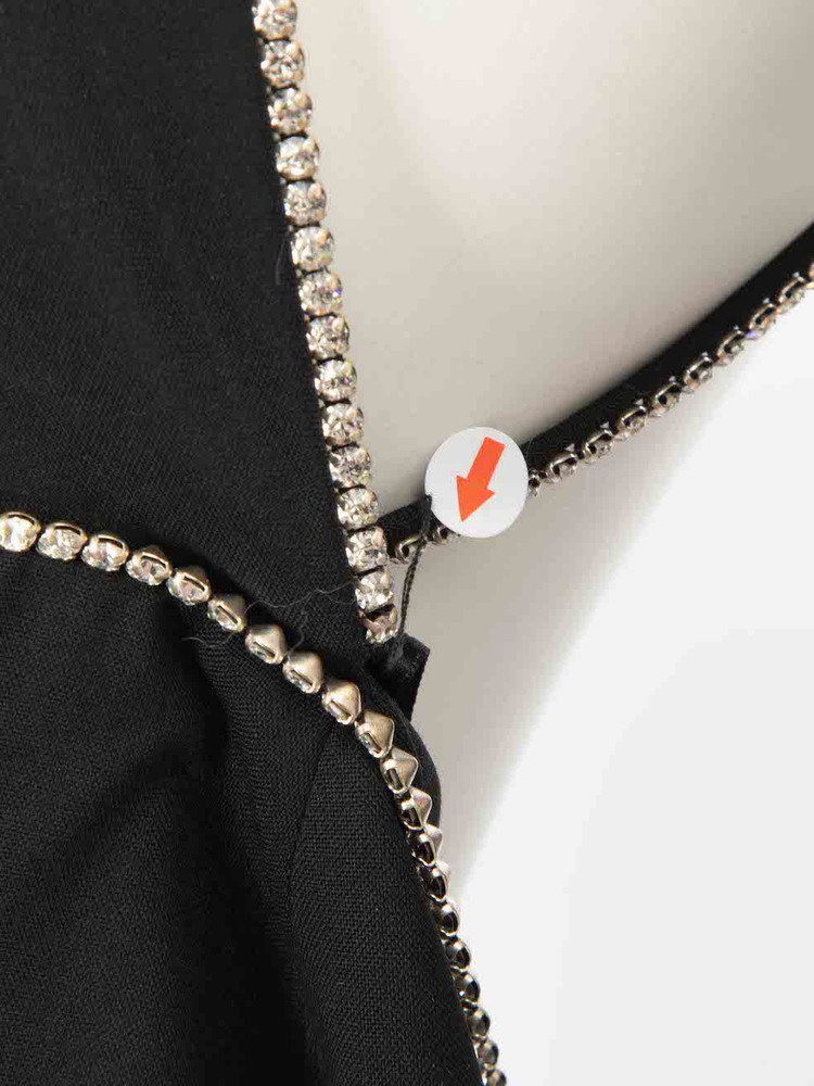 Françoise Black Crystal Embellished Wool Slip Dress