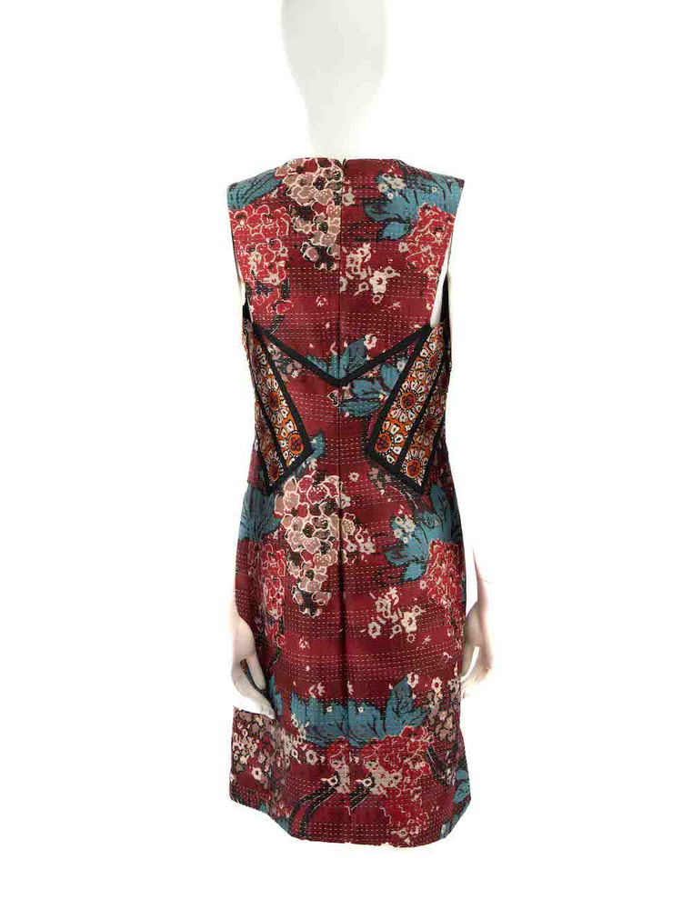 Burberry Burberry Prorsum Burgundy Floral Embroidered Dress