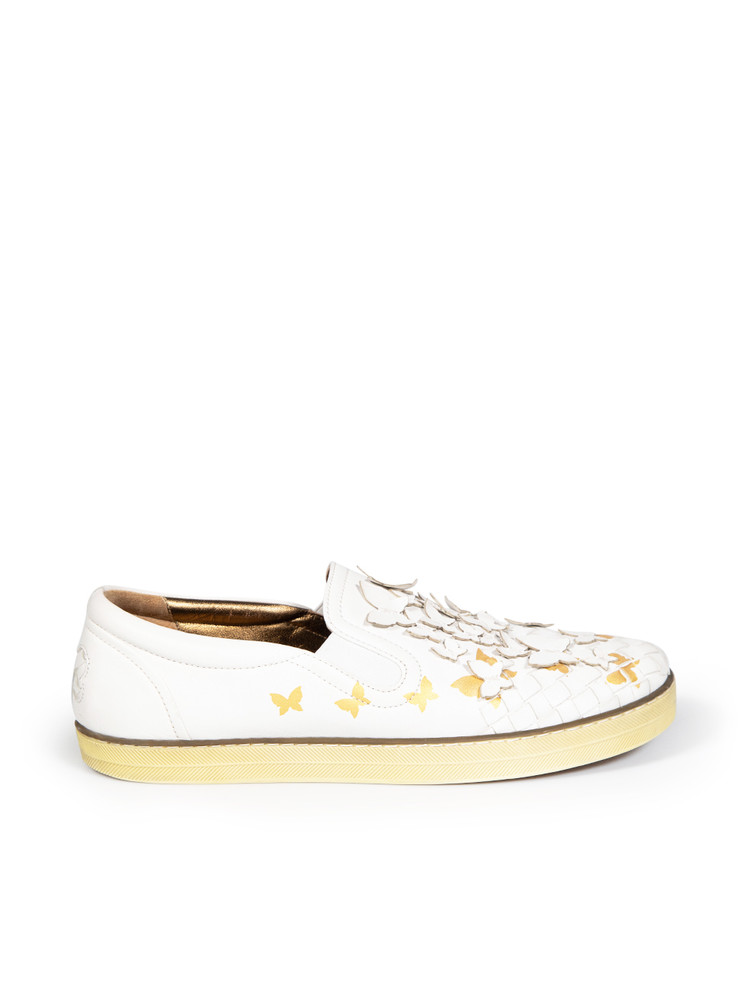 Bottega Veneta White Leather Butterfly Trainers
