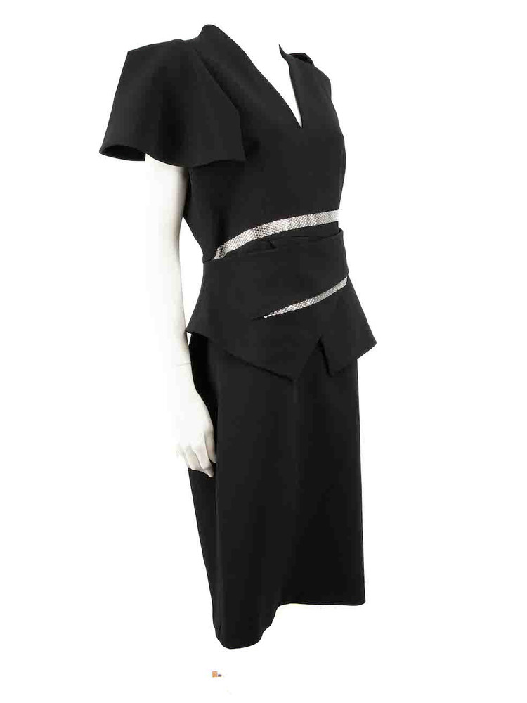 Safiyaa Black Crystal Embellished Detail Midi Dress