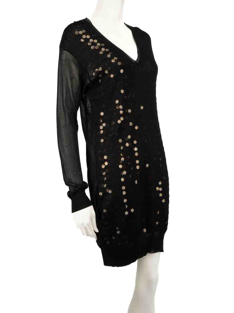 Stella McCartney Black Sequin Knit Jumper Dress