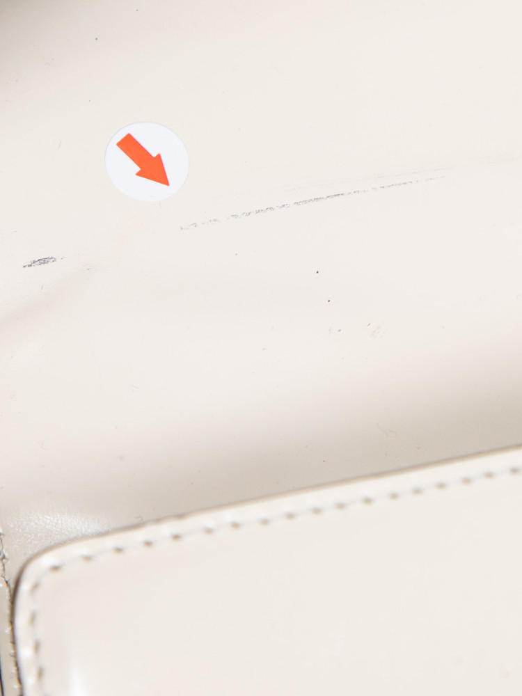 Moschino Ecru Patent Letter Crossbody Bag