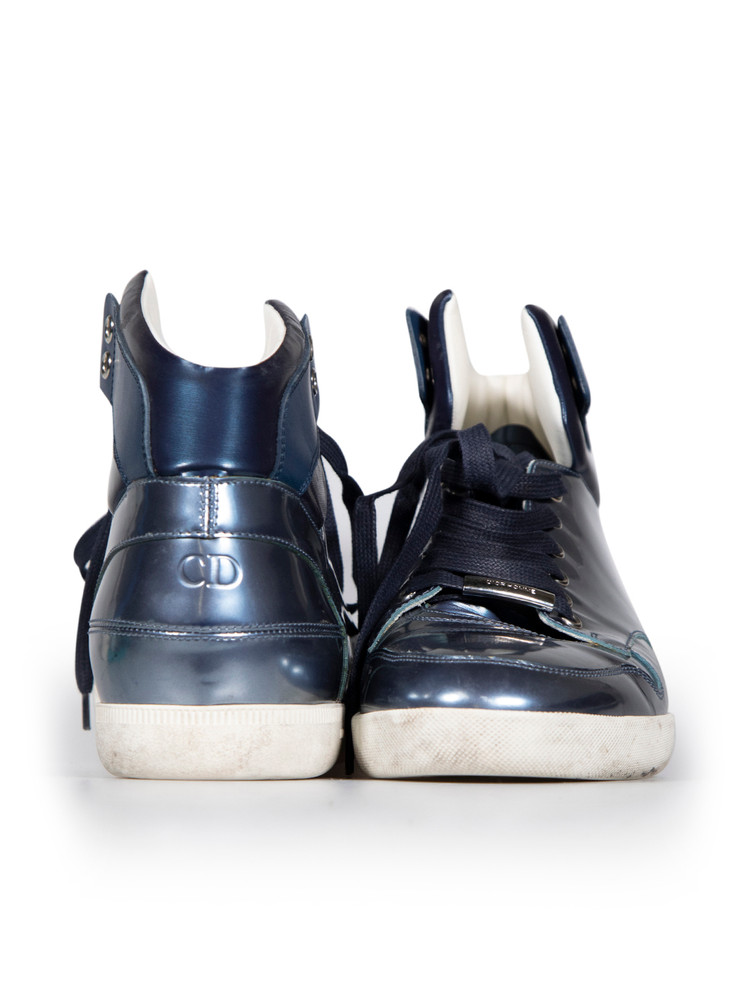 Dior Dior Homme Blue Patent Hi-Top Trainers
