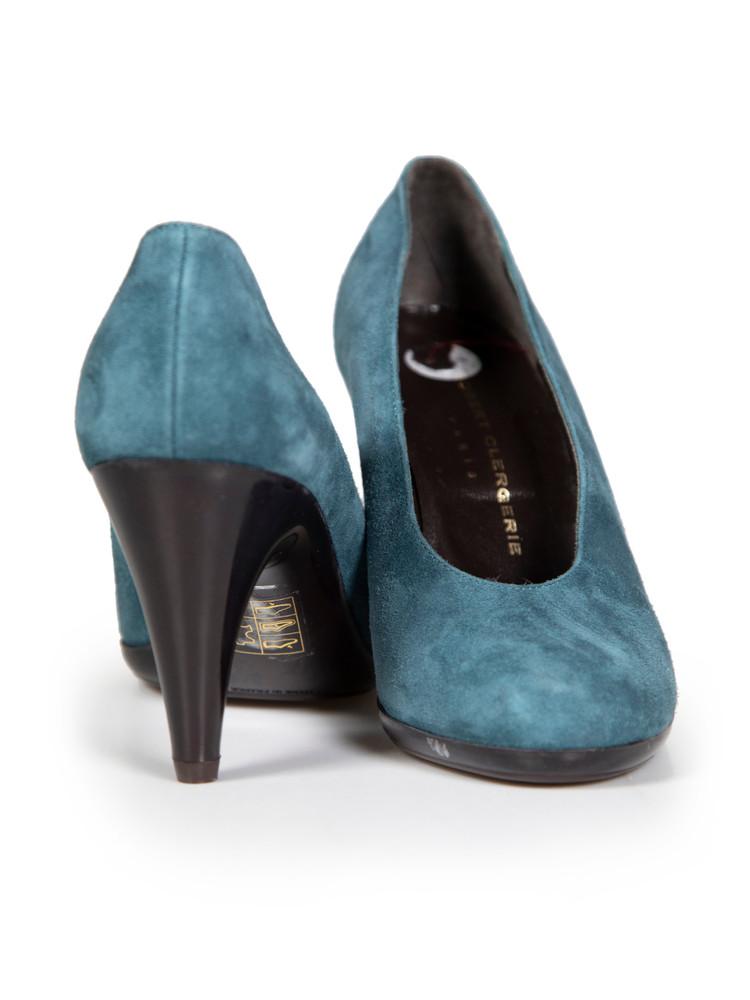 Clergerie Teal Suede Sculptural Pumps