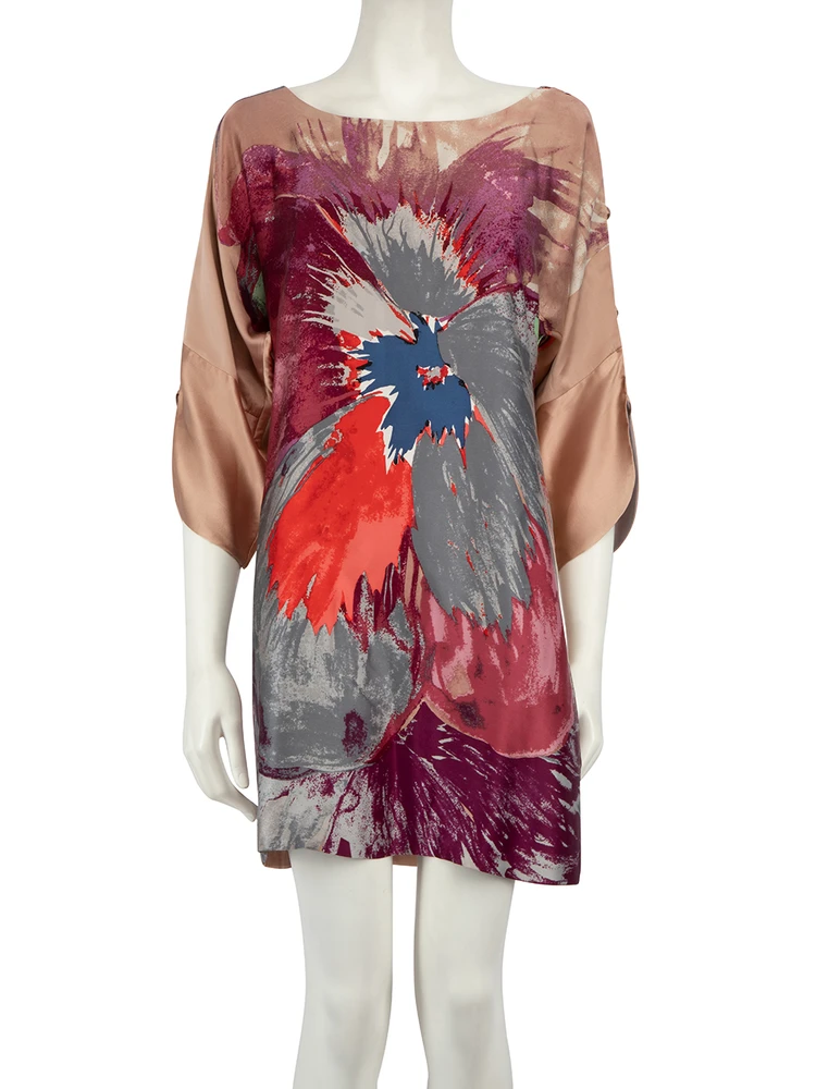 Tibi Floral Pattern Silk Dress
