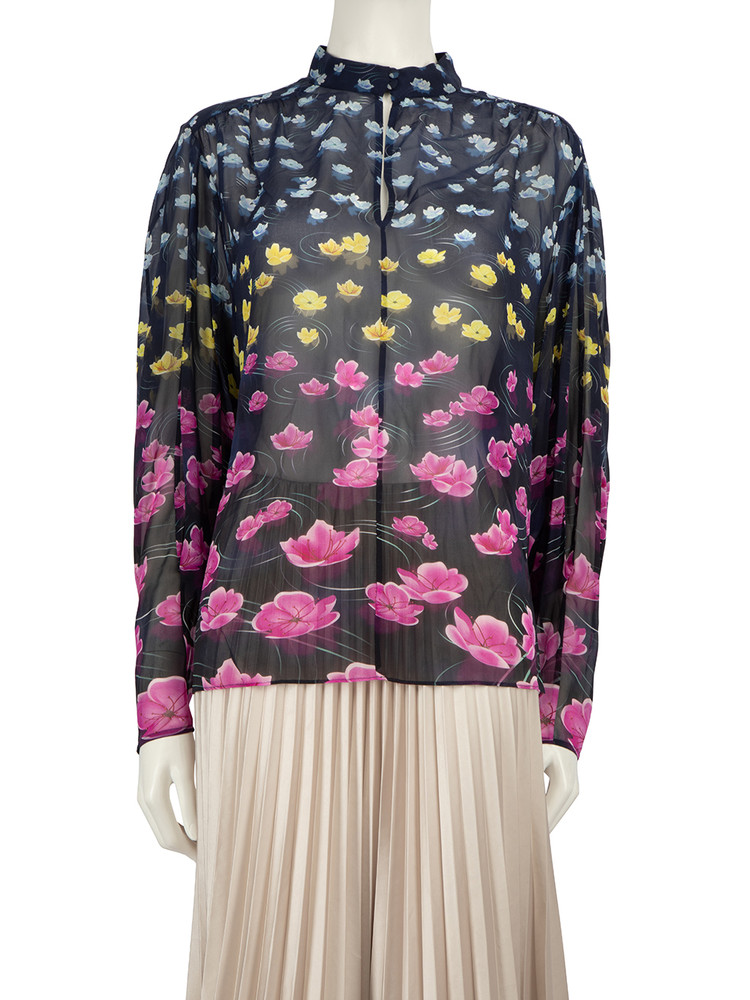 Mary Katrantzou Floral Print Silk Sheer Blouse