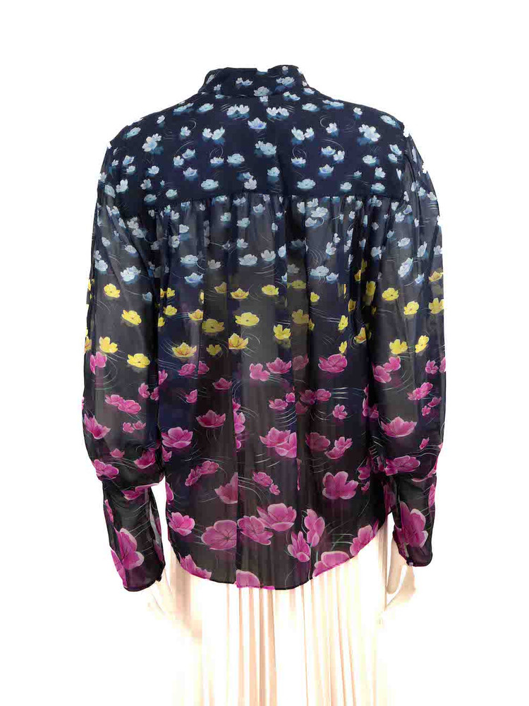 Mary Katrantzou Floral Print Silk Sheer Blouse