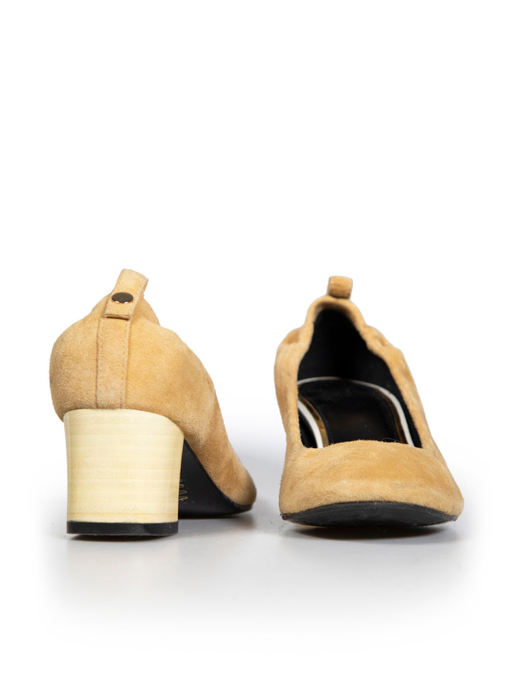 Lanvin Camel Suede Wooden Heel Pumps