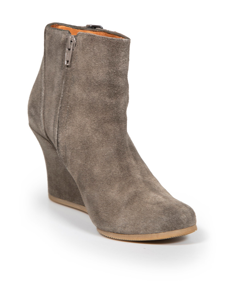 Lanvin Grey Ankle Suede Wedge Boots