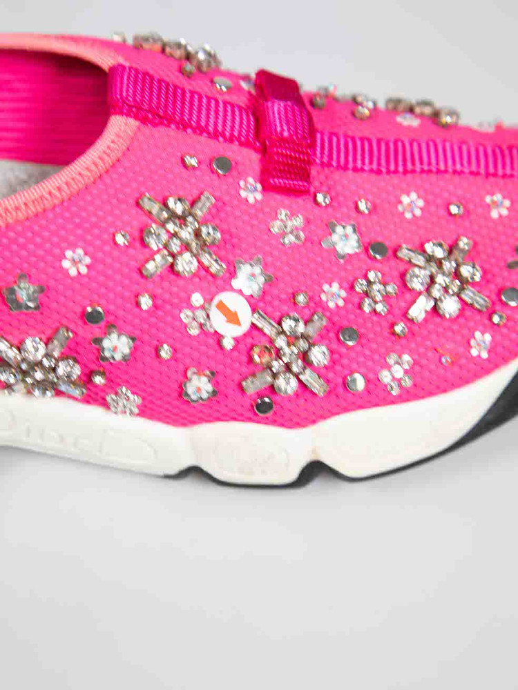 Dior Pink Embellished Fusion Technical Trainers
