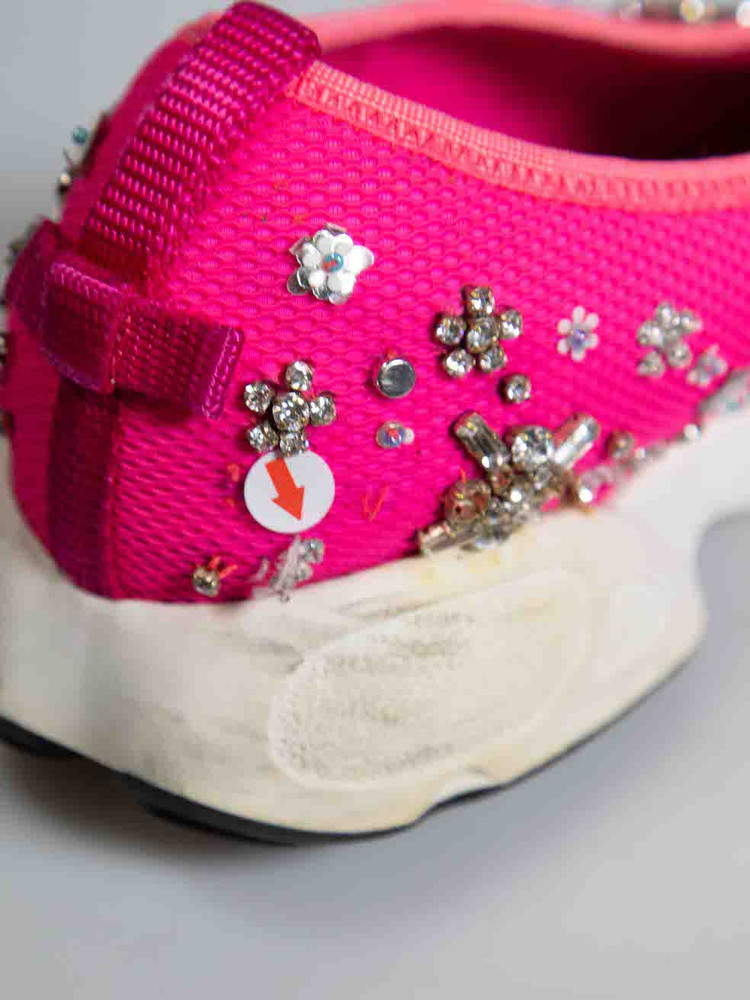 Dior Pink Embellished Fusion Technical Trainers