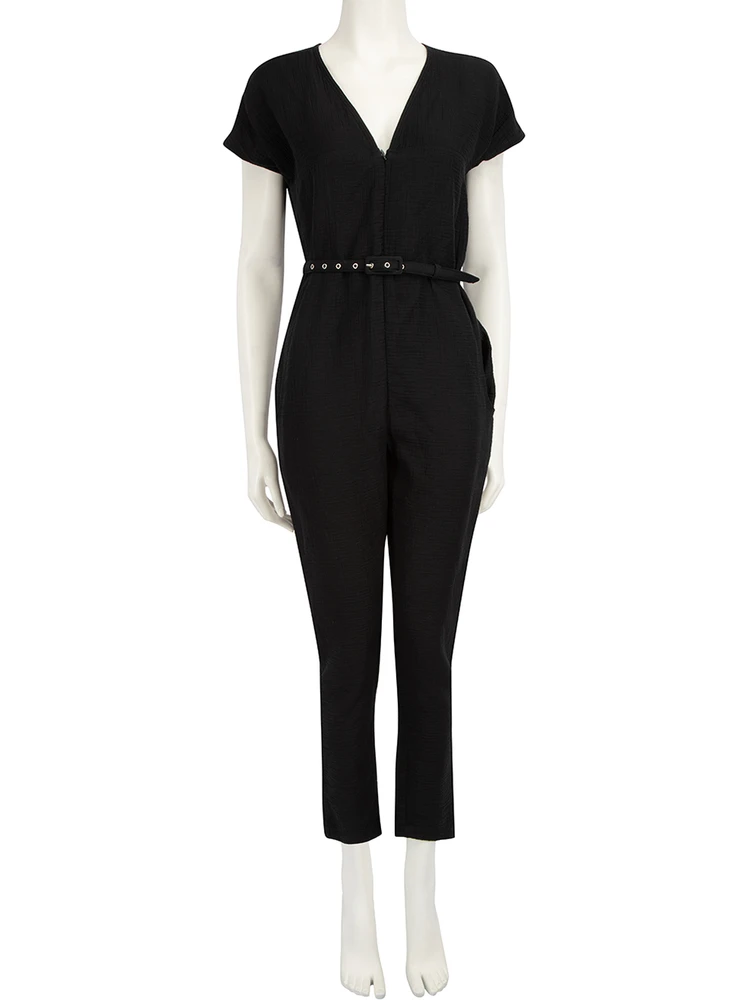 Rachel Comey Black V-Neck Belted Jumpsuit