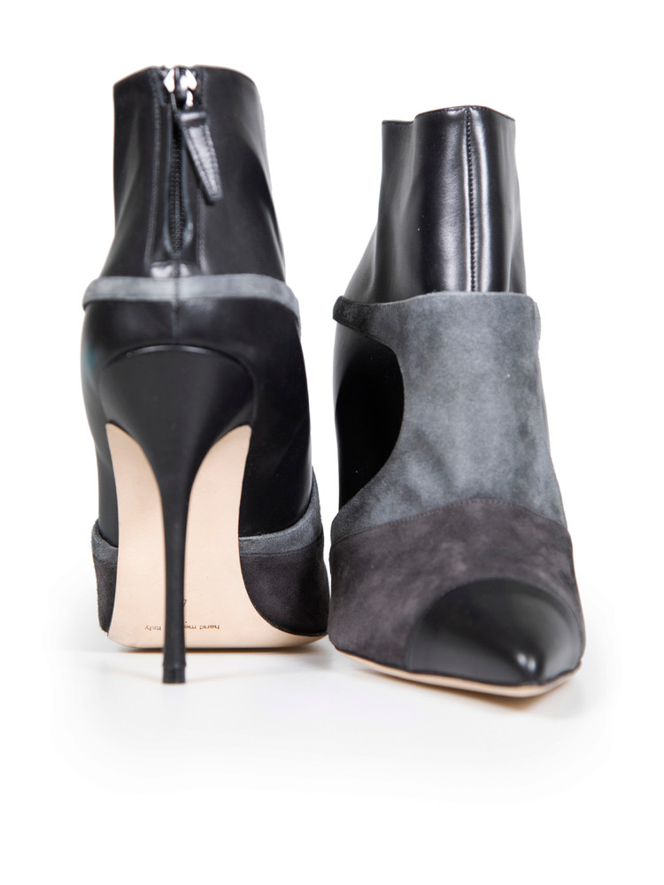 Manolo Blahnik Black Cut-Out Panel Ankle Boots