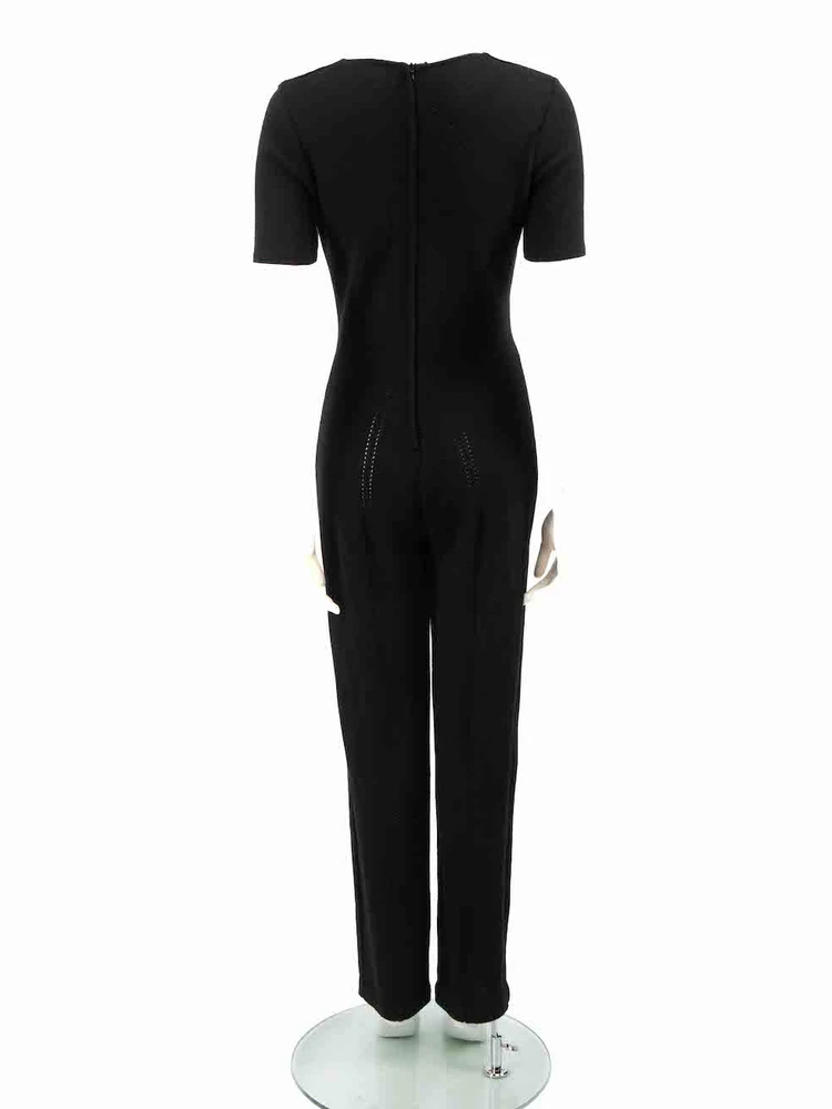 Gianfranco Ferré Black Wool Short Sleeve Jumpsuit