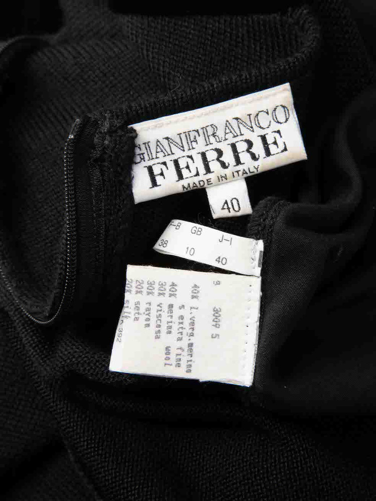 Gianfranco Ferré Black Wool Short Sleeve Jumpsuit