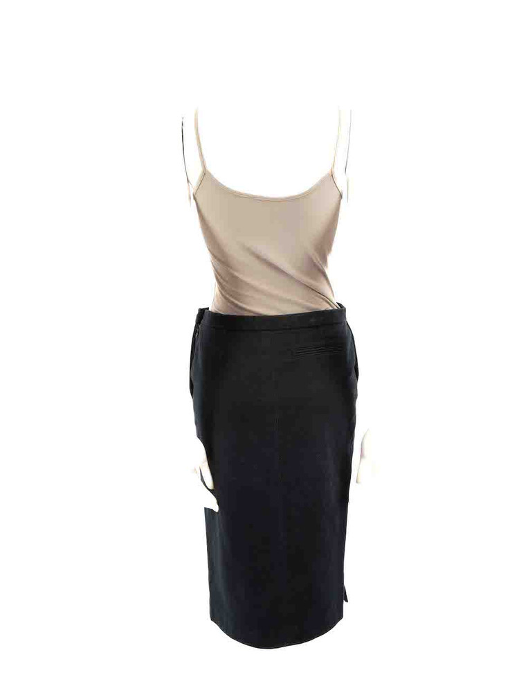 Balenciaga Black Cotton Knee Length Pencil Skirt