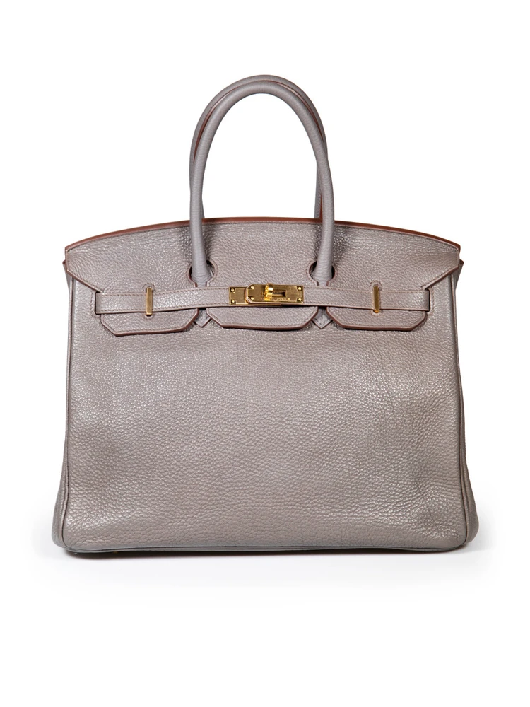 Hermès 2012 Grey Leather Birkin 35 Etain Togo GHW P Stamp