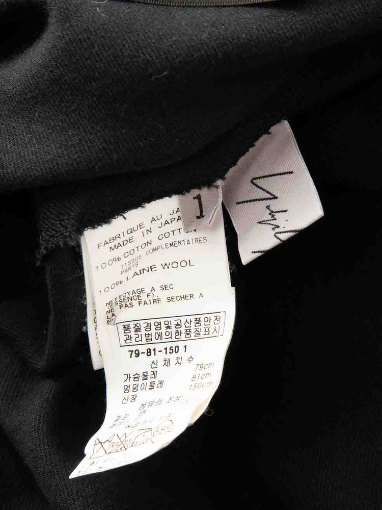 Yohji Yamamoto Black Button Skirt Detail Dress
