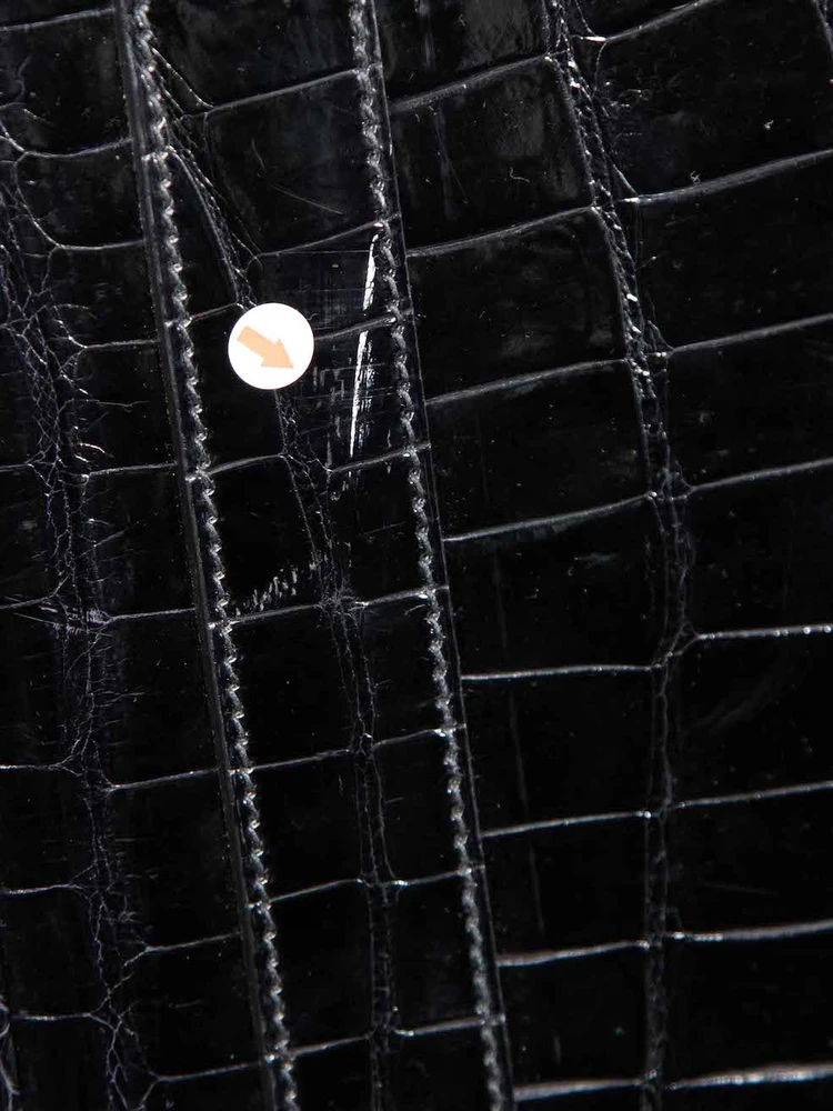 Hermès 1999 Noir Shiny Porosus Croc PHW Haut à Courroies Birkin 40