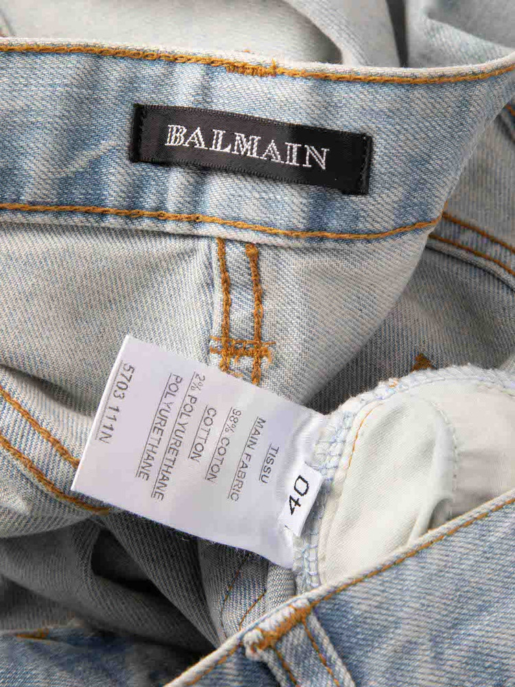 Balmain Blue Denim Washed Jeans