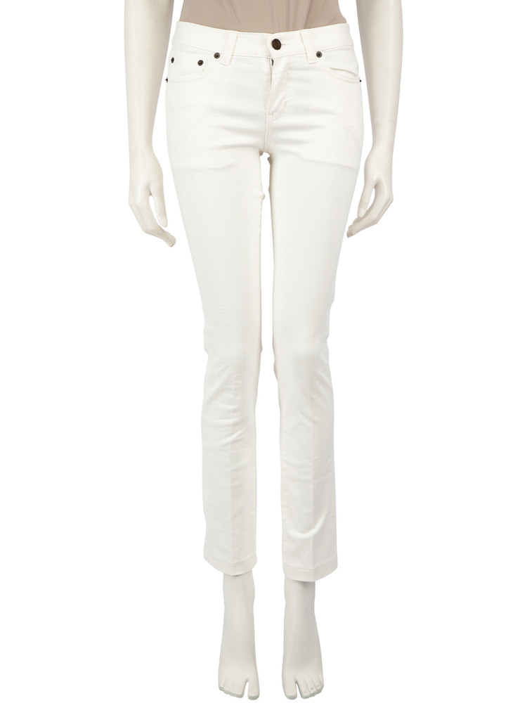 Saint Laurent White Denim Skinny Fit Jeans