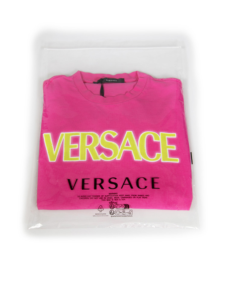 Versace Pink Vintage Wash Effect Logo T-Shirt